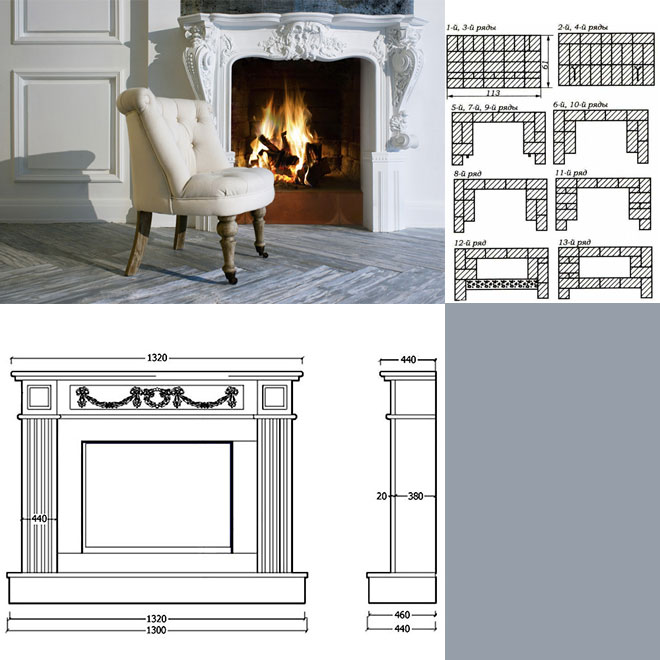 Сборка классического камина по схеме