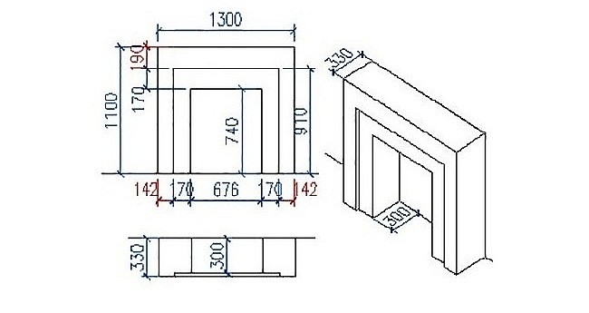 Простой чертеж небольшого камина