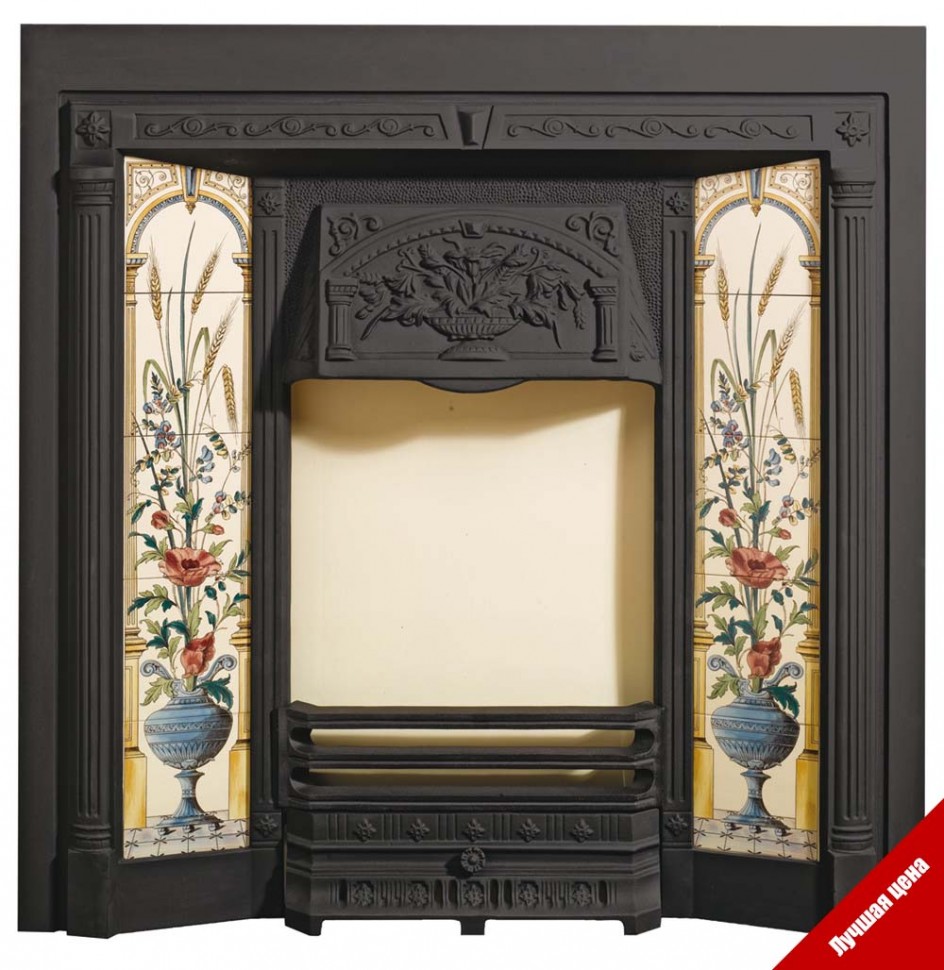 Poppy & Wheatsheaf Tiled Fireplace