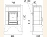 Кафельная печь ABX Britania K (6,9 кВт в воду), с теплообменником, кафельный цоколь